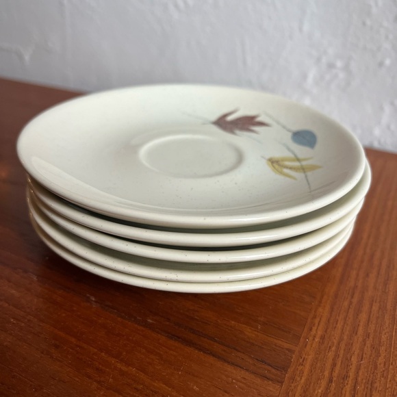 Franciscan Autumn Leaves 5 Saucer Plates Vintage MCM Pottery Mid Century Modern - Picture 4 of 9